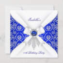 Search for diamond and pearls birthday invitations Blue white