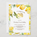Search for fruit 1st birthday invitations Watercolor