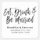 Search for eat drink be married wedding stickers Black and white