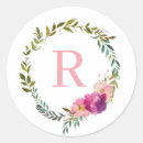 Search for pink flower wreath stickers Watercolor