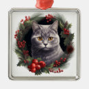 Search for gray cat christmas tree decorations Russian blue