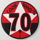 Search for funny 70th birthday badges Over the hill