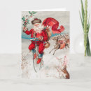 Search for vintage deer christmas cards Santa