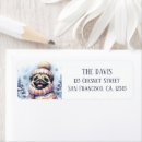 Search for pug return address labels Watercolor