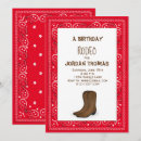 Search for cowboy boot birthday invitations Red bandanna