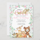 Search for woodland animals 1st birthday invitations Watercolor