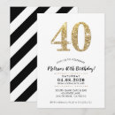Search for gold glitter 40th birthday invitations Typography