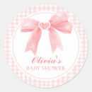Search for pink gingham baby shower stickers Bow