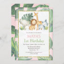 Search for jungle animals birthday invitations Watercolor