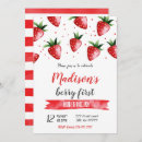 Search for strawberries birthday invitations Red strawberry