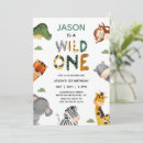 Search for wild one birthday invitations Cute jungle animals