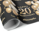 Search for 20th birthday wrapping paper Black and gold