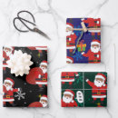 Search for black with snowflakes wrapping paper Santa claus