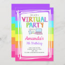 Search for quarantine birthday invitations Virtual party