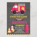 Search for girl firefighter birthday invitations Firetruck