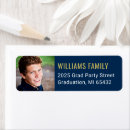 Search for blue and gold graduation return address labels Simple