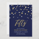 Search for gold 50th invitations Navy blue