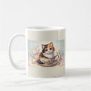 Search for vintage kitten mugs Cute animal illustration