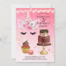Search for unicorn 5th birthday invitations Pink