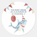 Search for shark birthday stickers Watercolor