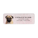 Search for pug dog return address labels Pink