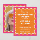 Search for pink orange graduation invitations Retro