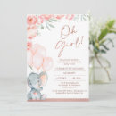 Search for girl elephant invitations Pink floral