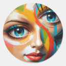 Search for abstract face stickers Green