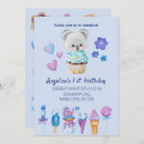 Search for ice cream 1st birthday invitations Blue
