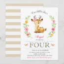 Search for 4th fourth girl birthday invitations Floral
