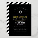 Search for black white bar bat mitzvah invitations Minimal