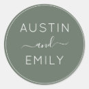 Search for olive green wedding stickers Bride and groom names