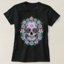 Search for dia de muertos womens tshirts Skull with flowers