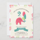 Search for elephant 2nd birthday invitations Cute