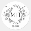 Search for floral wreath monogram wedding stickers Botanical