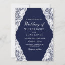 Search for navy blue lace wedding invitations White