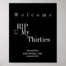 Search for signs funeral party posters Black and white