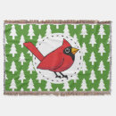 Search for red cardinal bird blankets White