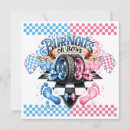 Search for race car baby pregnancy invitations Chequered flag