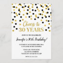 Search for cheers to 30 years invitations Gold glitter