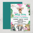 Search for deer 1st birthday invitations Pink