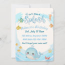 Search for blue whale birthday invitations Under the sea