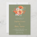 Search for green and orange wedding invitations White