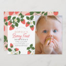 Search for strawberry 1st birthday invitations Cute