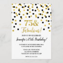 Search for 75 and fabulous invitations Gold glitter