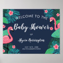 Search for tropical baby shower welcome signs Pink flamingo