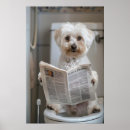 Search for funny bathroom art Dog on toilet