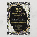 Search for gold and black 50th anniversary invitations Damask