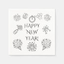 Search for happy new year napkins Black and white