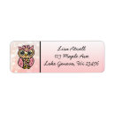 Search for pink owl return address labels Whimsical